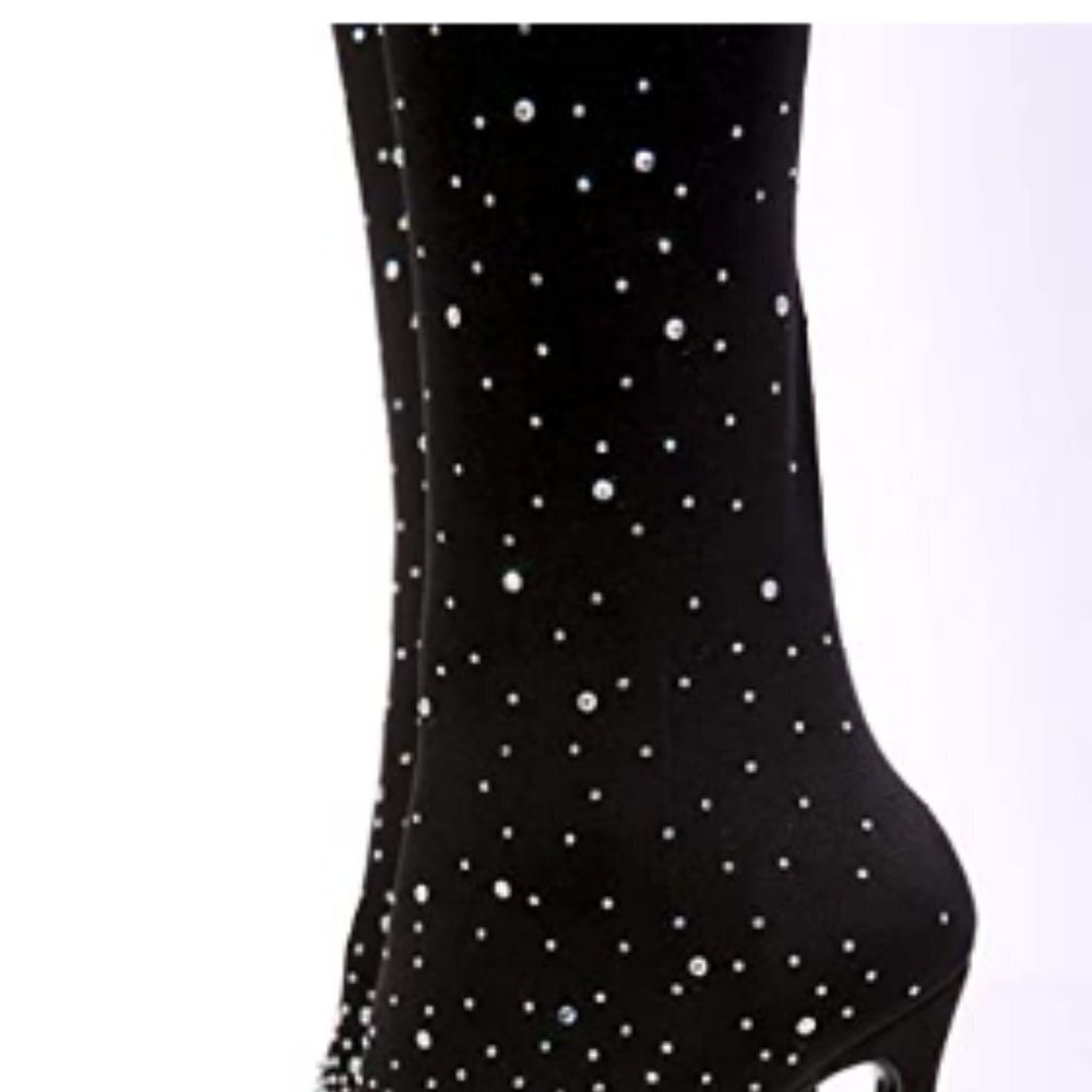 Daphne Thigh High Over The Knee Boots, Peep Toe Stiletto Heel, Fashi - Picture 2 of 6